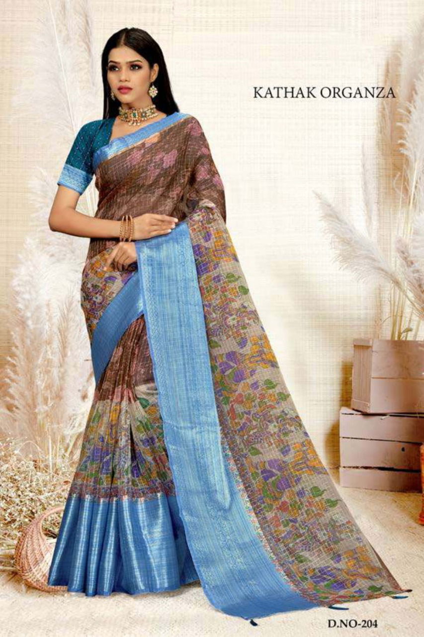 Ynf Kathak Organza Ethnic Wear Fancy Designer Saree Collection 